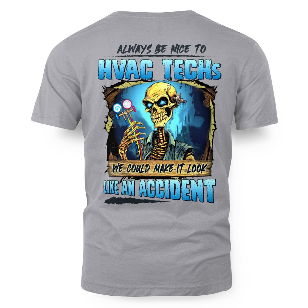 Always Be Nice HVAC Tech Apparel - Funny Skull T-Shirt, Hoodie & More - grunx260804-0099