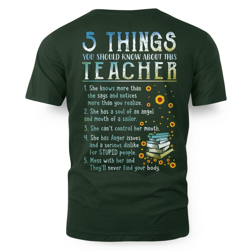5 Things List - Bold Funny Teacher Statement T-Shirt, Hoodie & More - grunx260804-0058