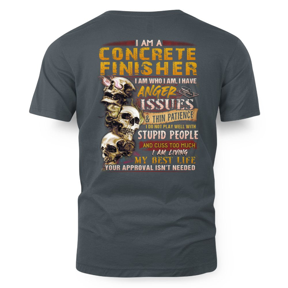 Anger Issues Concrete Finisher Apparel - Skull Attitude Tee Hoodie & More - grunx260804-0171