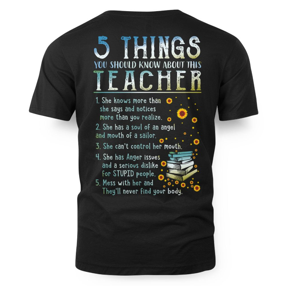 5 Things List - Bold Funny Teacher Statement T-Shirt, Hoodie & More - grunx260804-0058