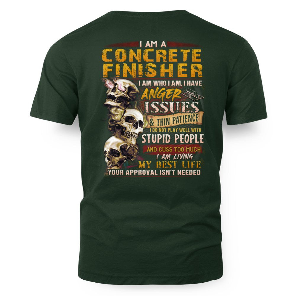 Anger Issues Concrete Finisher Apparel - Skull Attitude Tee Hoodie & More - grunx260804-0171