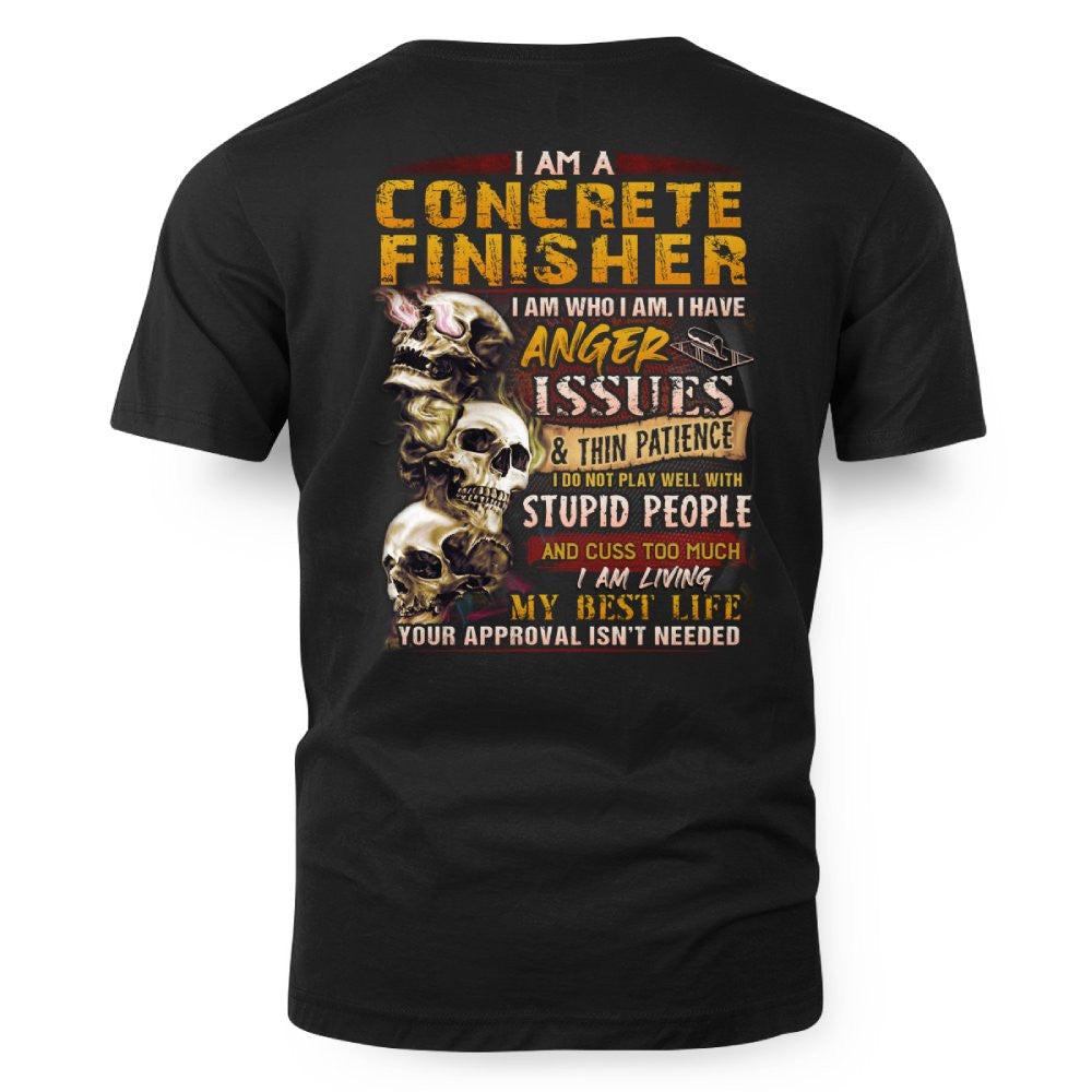 Anger Issues Concrete Finisher Apparel - Skull Attitude Tee Hoodie & More - grunx260804-0171