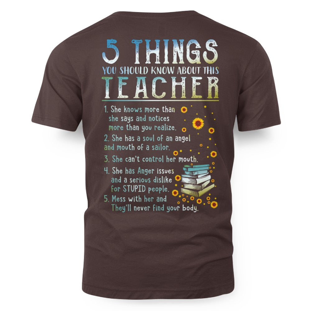 5 Things List - Bold Funny Teacher Statement T-Shirt, Hoodie & More - grunx260804-0058
