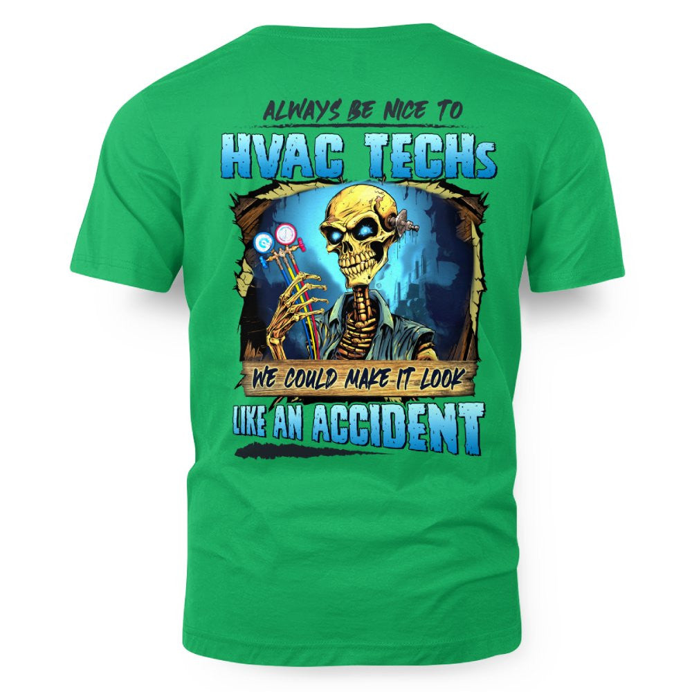 Always Be Nice HVAC Tech Apparel - Funny Skull T-Shirt, Hoodie & More - grunx260804-0099
