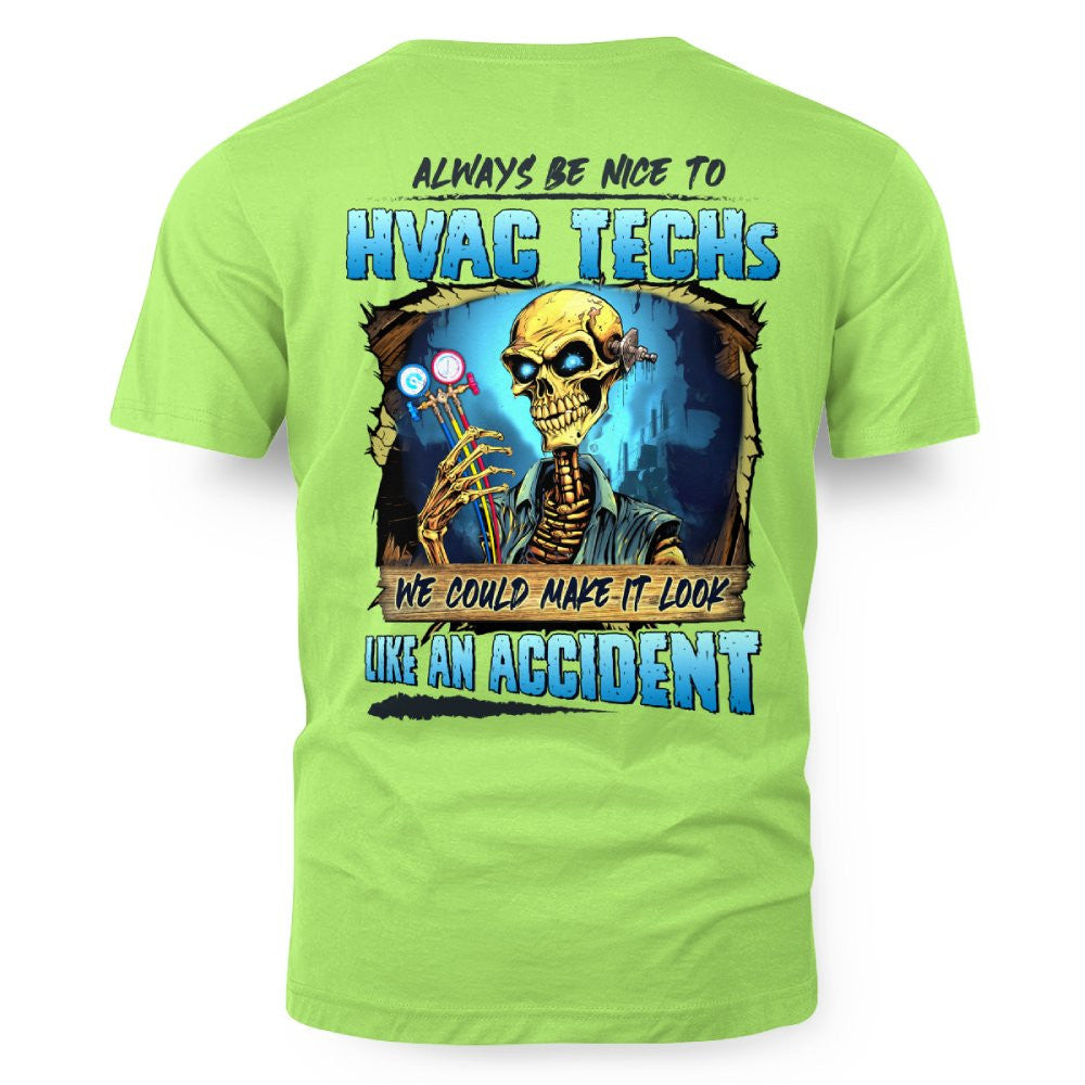 Always Be Nice HVAC Tech Apparel - Funny Skull T-Shirt, Hoodie & More - grunx260804-0099