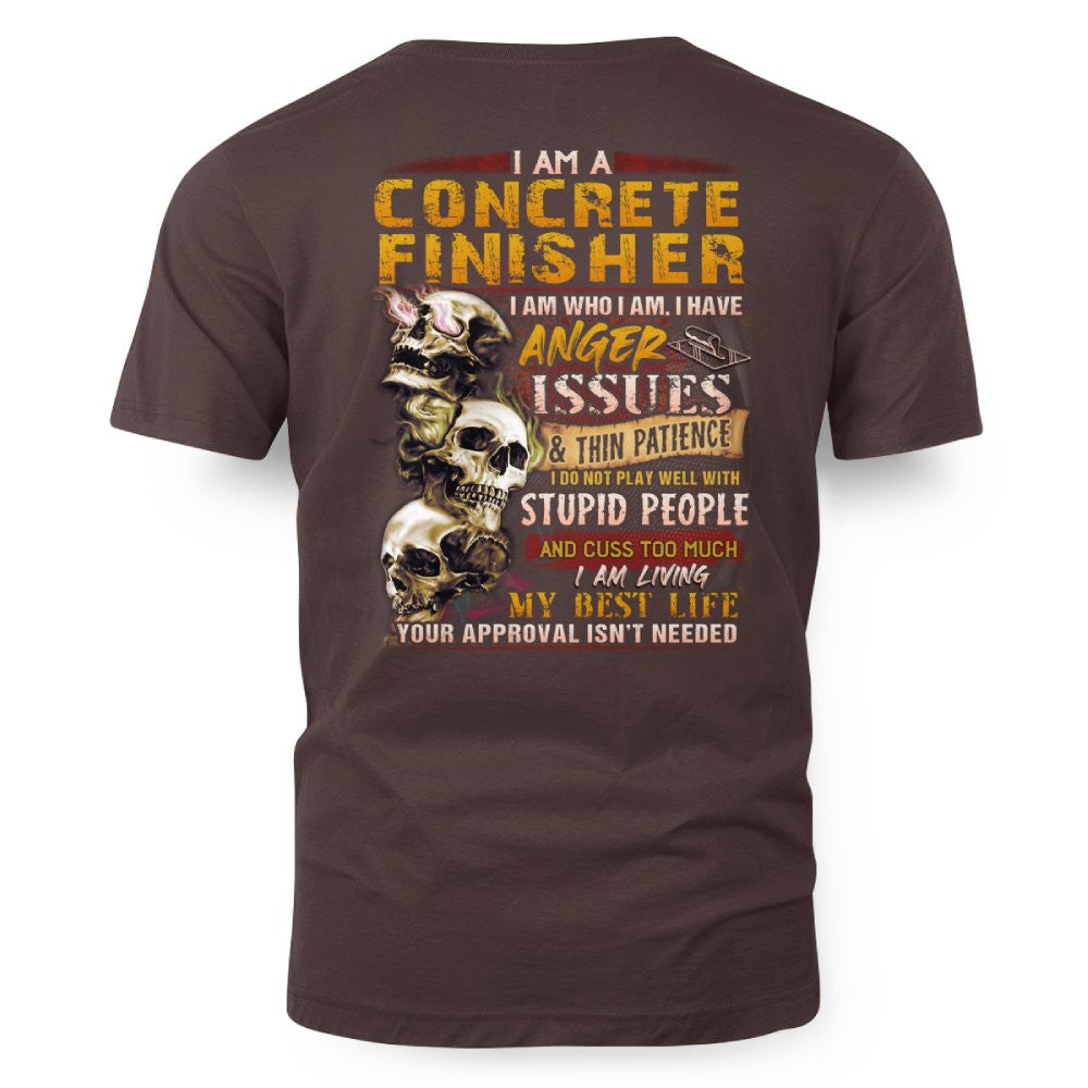 Anger Issues Concrete Finisher Apparel - Skull Attitude Tee Hoodie & More - grunx260804-0171