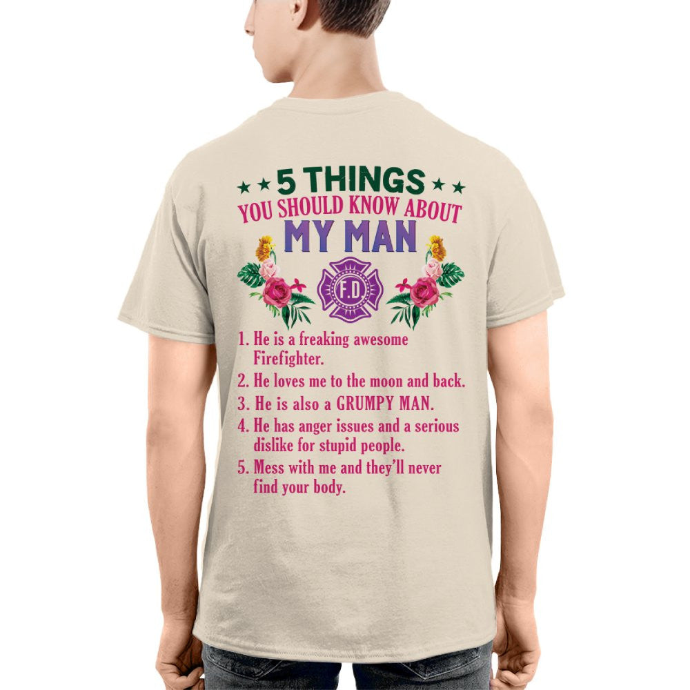 5 Things You Should Know - Firefighter Husband Humor T-Shirt, Hoodie & More - grunx260804-0042