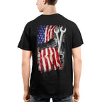American Flag Fist Wrench - Patriotic Mechanic Apparel T-Shirt, Hoodie & More - grunx260804-0146