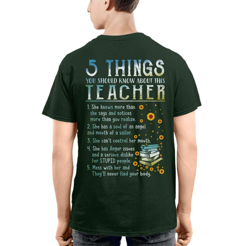 5 Things List - Bold Funny Teacher Statement T-Shirt, Hoodie & More - grunx260804-0058