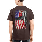 American Flag Fist Wrench - Patriotic Mechanic Apparel T-Shirt, Hoodie & More - grunx260804-0146