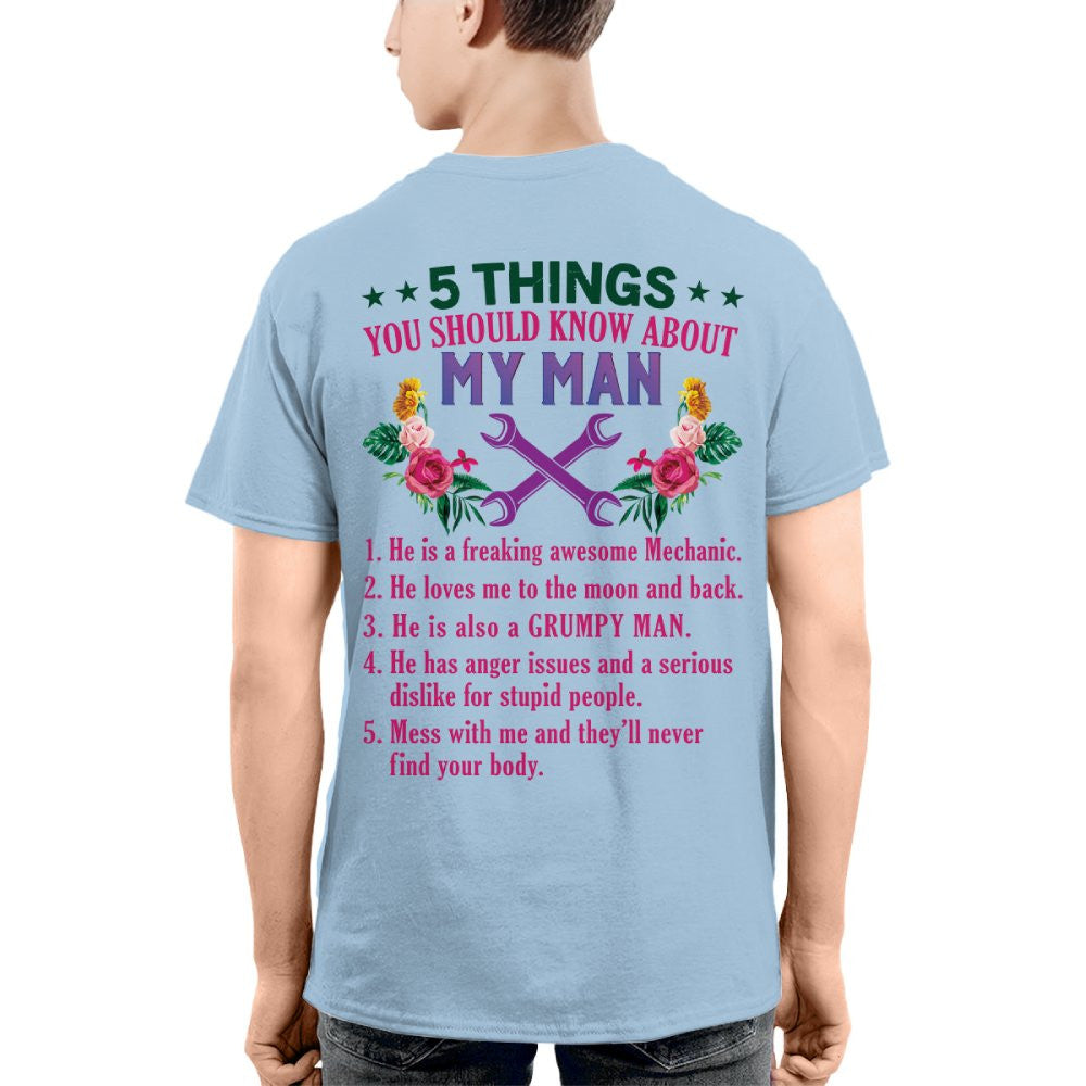 5 Things You Should Know - Mechanic Husband Humor T-Shirt, Hoodie & More - grunx260804-0045