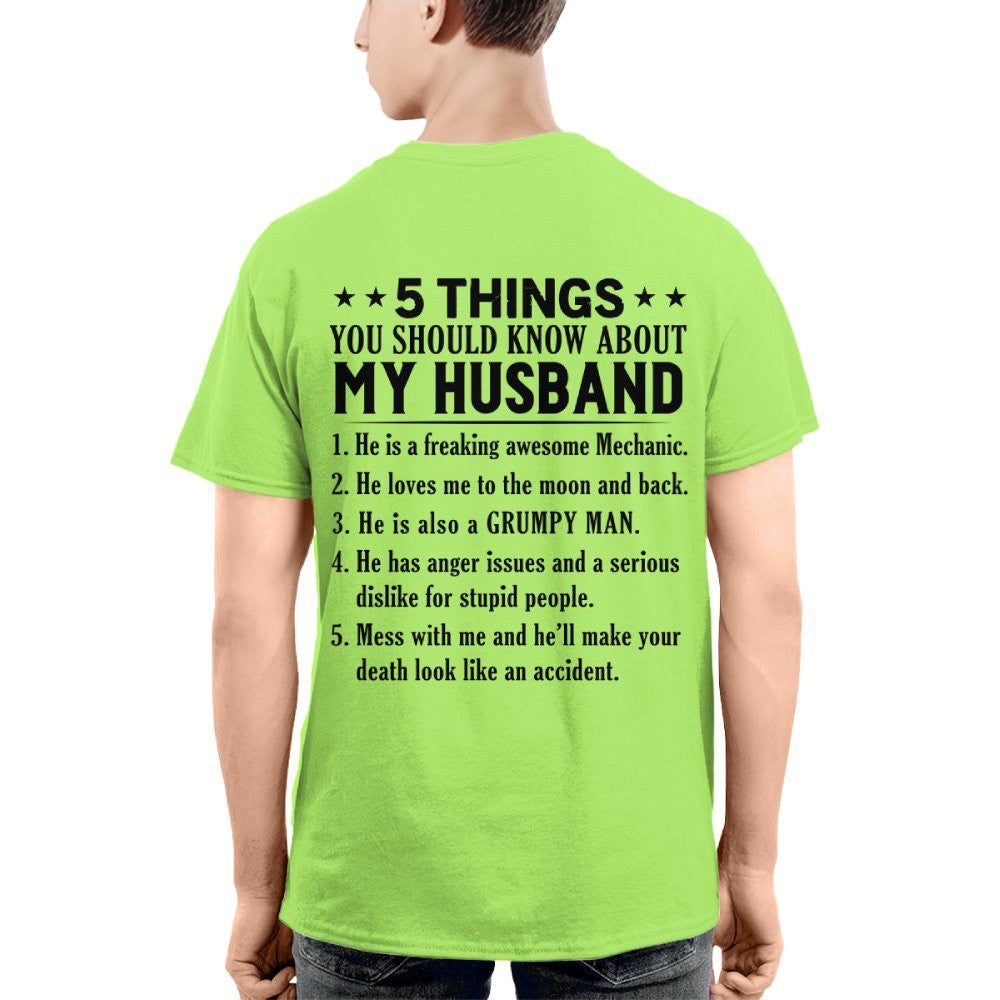 5 Things You Should Know About My Husband Mechanic Apparel - Funny Gift T-Shirt, Hoodie & More - grunx260804-0024