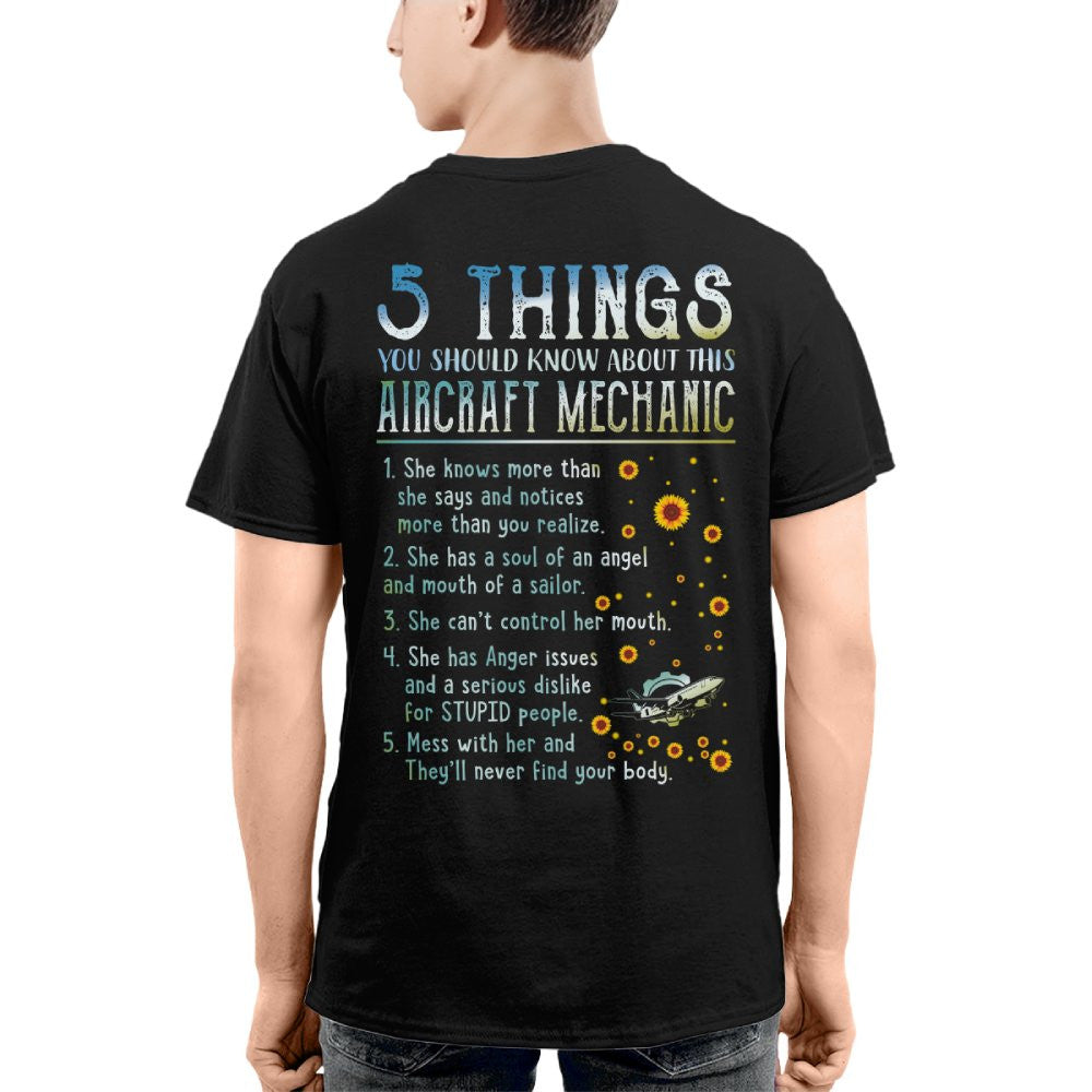 5 Things About Her - Aircraft Mechanic Female Quote T-Shirt, Hoodie & More - grunx260804-0054