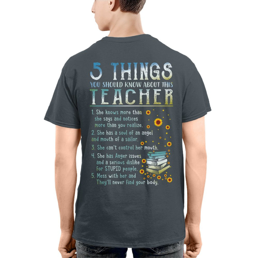 5 Things List - Bold Funny Teacher Statement T-Shirt, Hoodie & More - grunx260804-0058