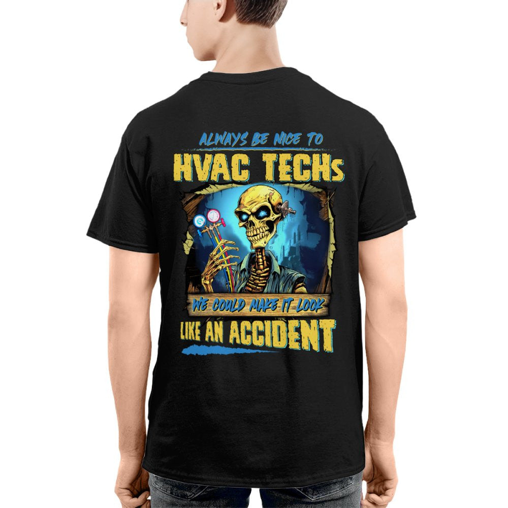 Always Be Nice HVAC Tech Apparel - Funny Skeleton T-Shirt Hoodie & More - grunx260804-0098