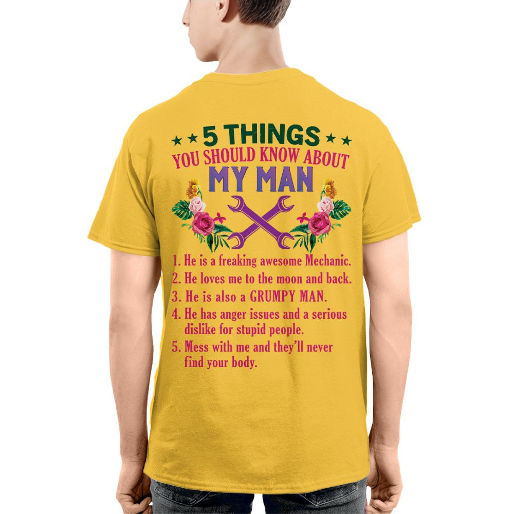 5 Things You Should Know - Mechanic Husband Humor T-Shirt, Hoodie & More - grunx260804-0045