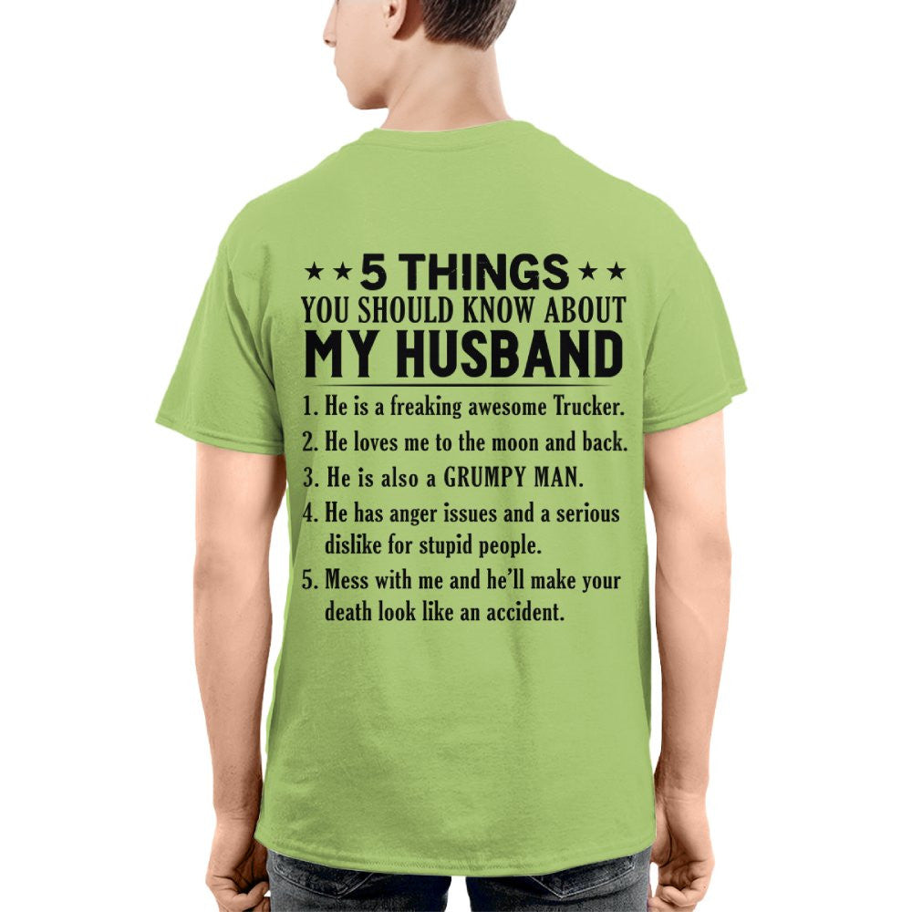 5 Things You Should Know About My Husband Trucker Apparel - Funny Gift T-Shirt, Hoodie & More - grunx260804-0025