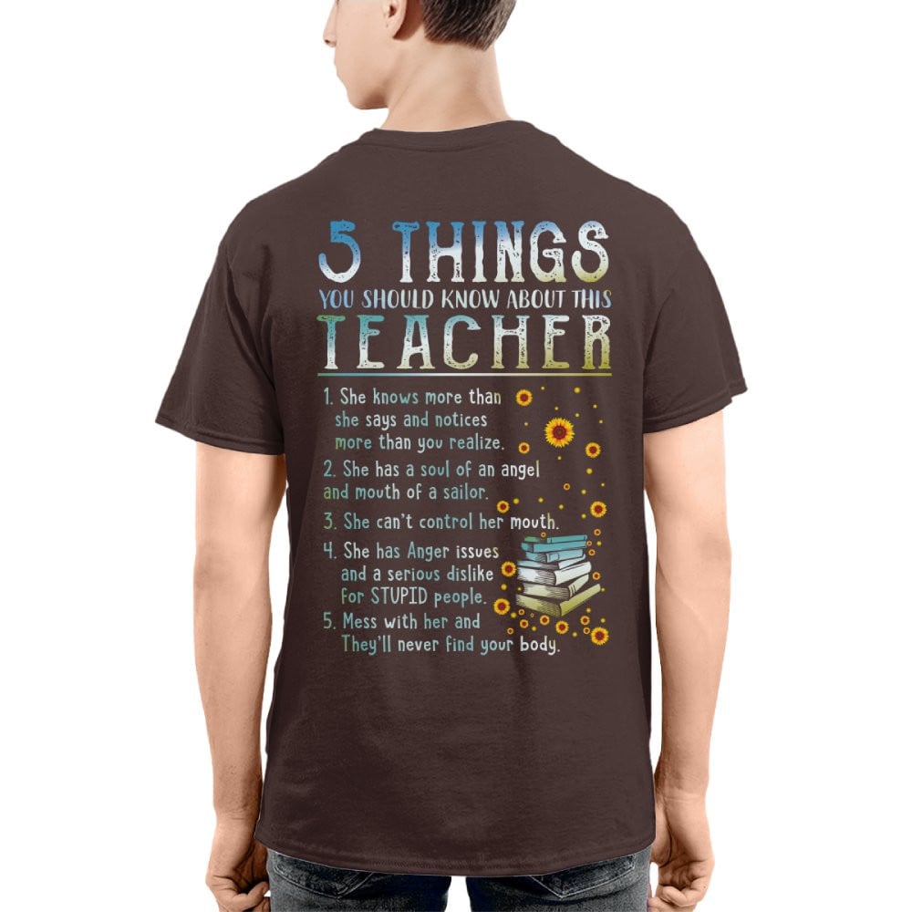 5 Things List - Bold Funny Teacher Statement T-Shirt, Hoodie & More - grunx260804-0058