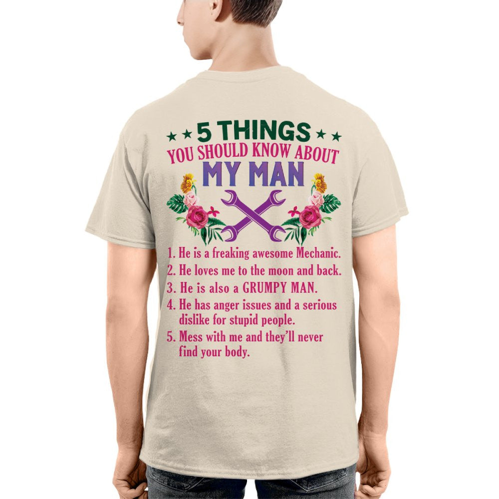 5 Things You Should Know - Mechanic Husband Humor T-Shirt, Hoodie & More - grunx260804-0045