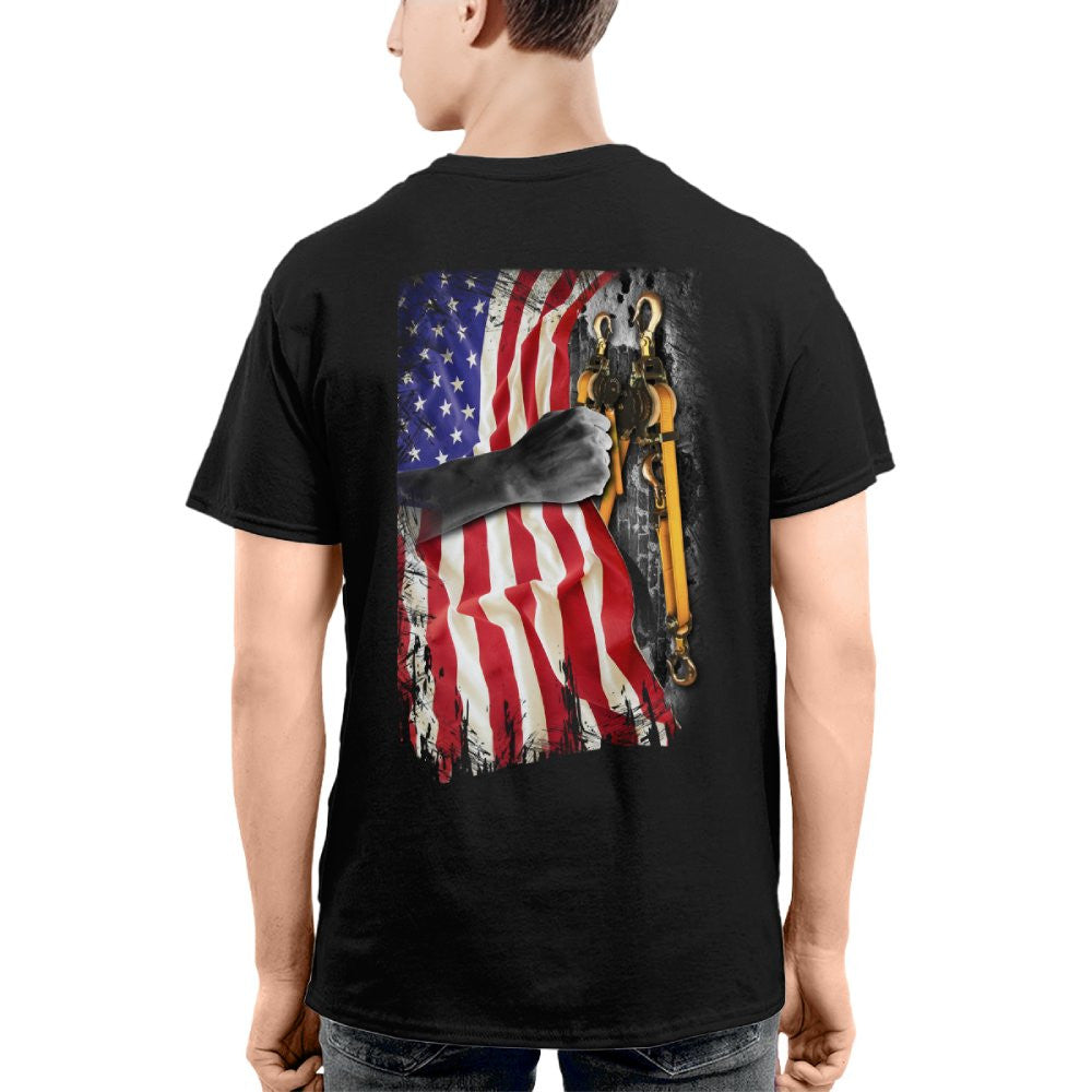American Flag Fist Binder - Patriotic Lineman Apparel T-Shirt, Hoodie & More - grunx260804-0144
