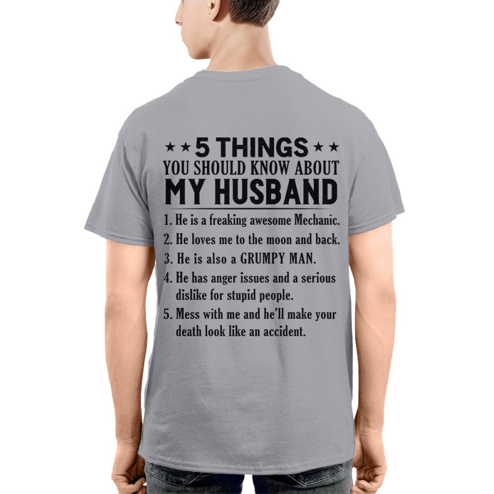 5 Things You Should Know About My Husband Mechanic Apparel - Funny Gift T-Shirt, Hoodie & More - grunx260804-0024