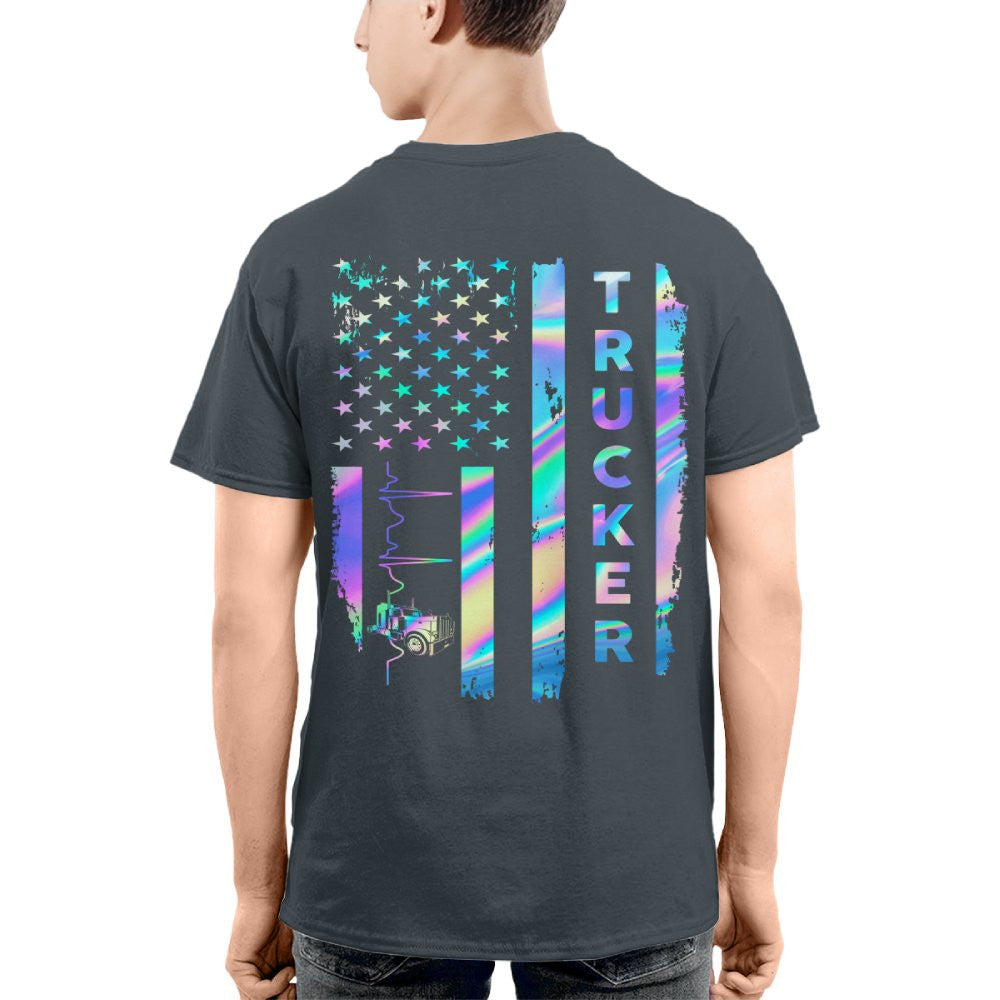 American Flag Holographic - Trucker Pride T-Shirt Hoodie & More - grunx260804-0151