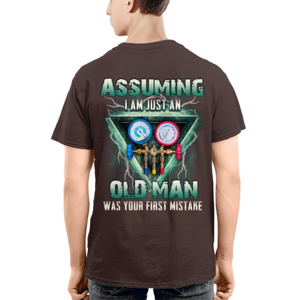 Assuming I'm Just An Old Man HVAC Apparel - Gauge Tool T-Shirt Hoodie & More - grunx260804-0220
