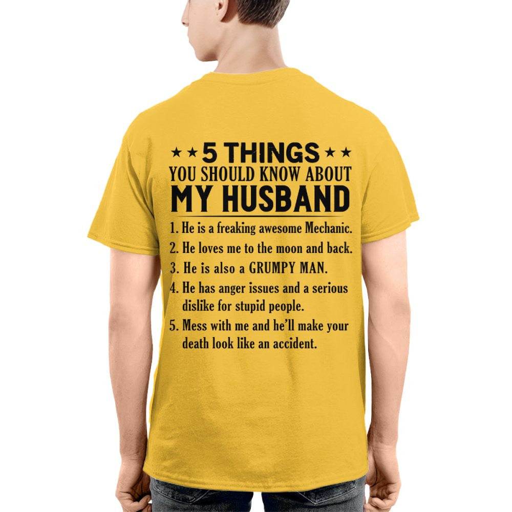 5 Things You Should Know About My Husband Mechanic Apparel - Funny Gift T-Shirt, Hoodie & More - grunx260804-0024