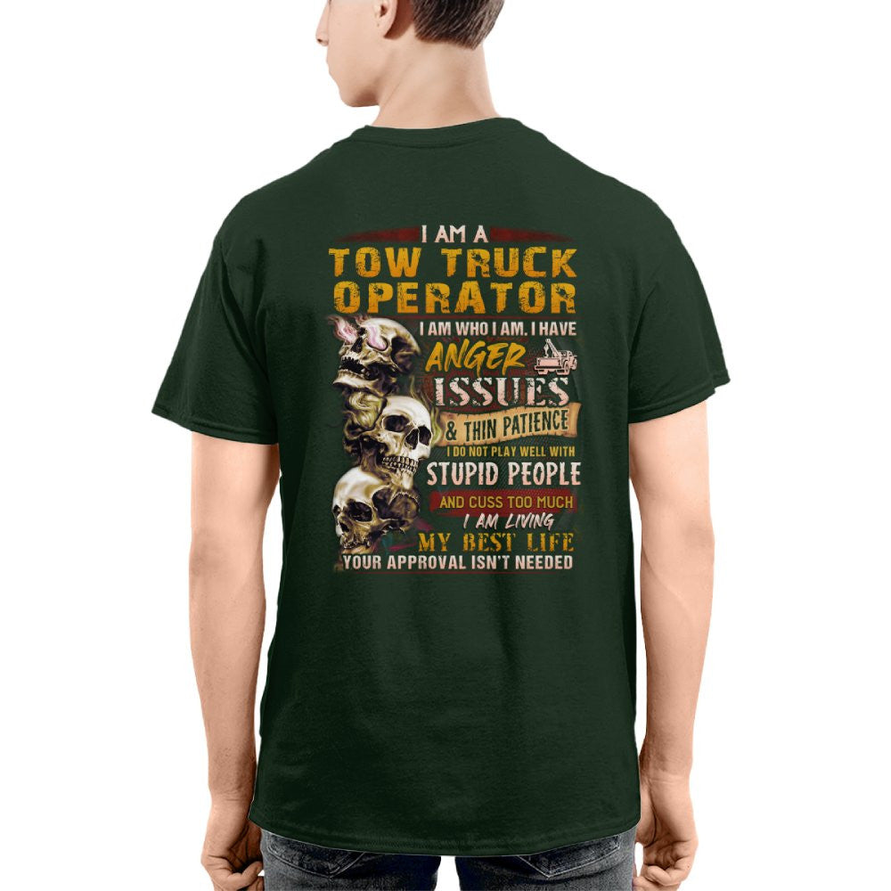 Anger Issues Tow Truck Operator Apparel - Skull Attitude T-Shirt, Hoodie & More - grunx260804-0172