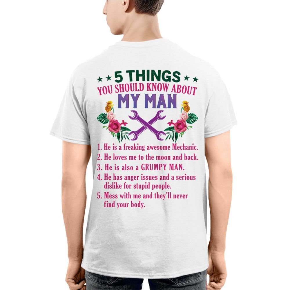 5 Things You Should Know - Mechanic Husband Humor T-Shirt, Hoodie & More - grunx260804-0045