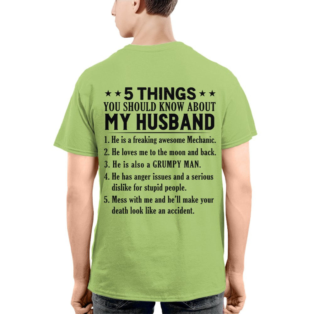 5 Things You Should Know About My Husband Mechanic Apparel - Funny Gift T-Shirt, Hoodie & More - grunx260804-0024