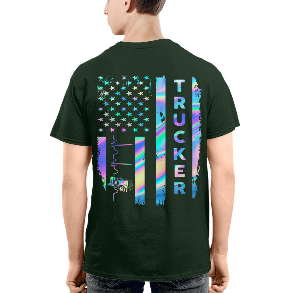 American Flag Holographic - Trucker Pride T-Shirt Hoodie & More - grunx260804-0151