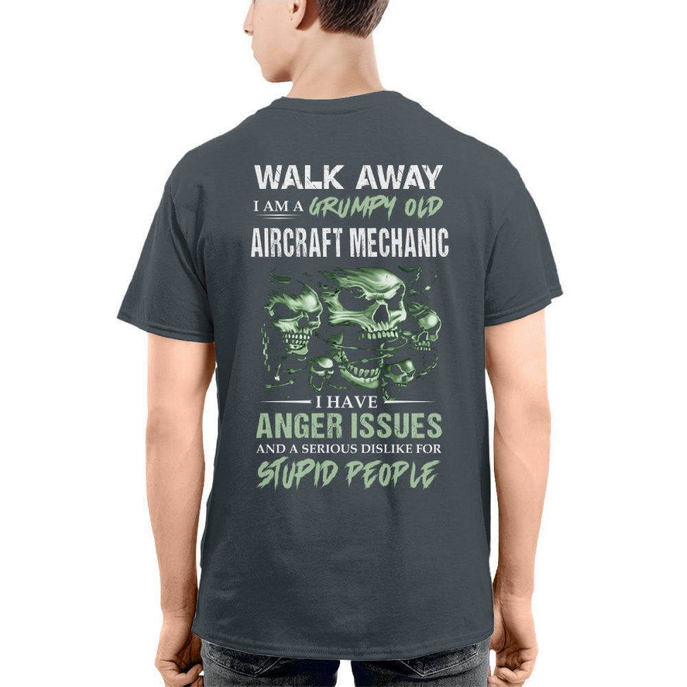 Grumpy Anger Issues - Aircraft Mechanic Skull Warning T-Shirt, Hoodie & More - grunx260804-0178