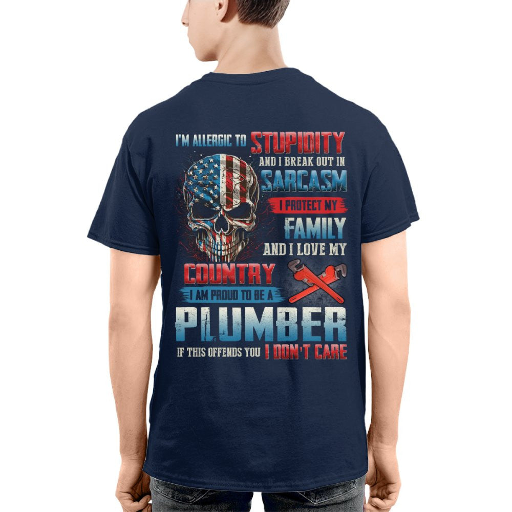 Allergic To Stupidity Plumber T-Shirts Hoodies Sweatshirts Long Sleeves - grunx260804-0091