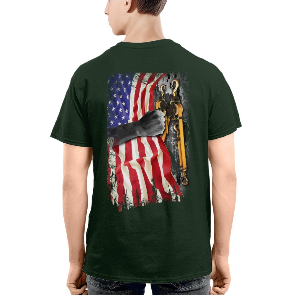 American Flag Fist Binder - Patriotic Lineman Apparel T-Shirt, Hoodie & More - grunx260804-0144