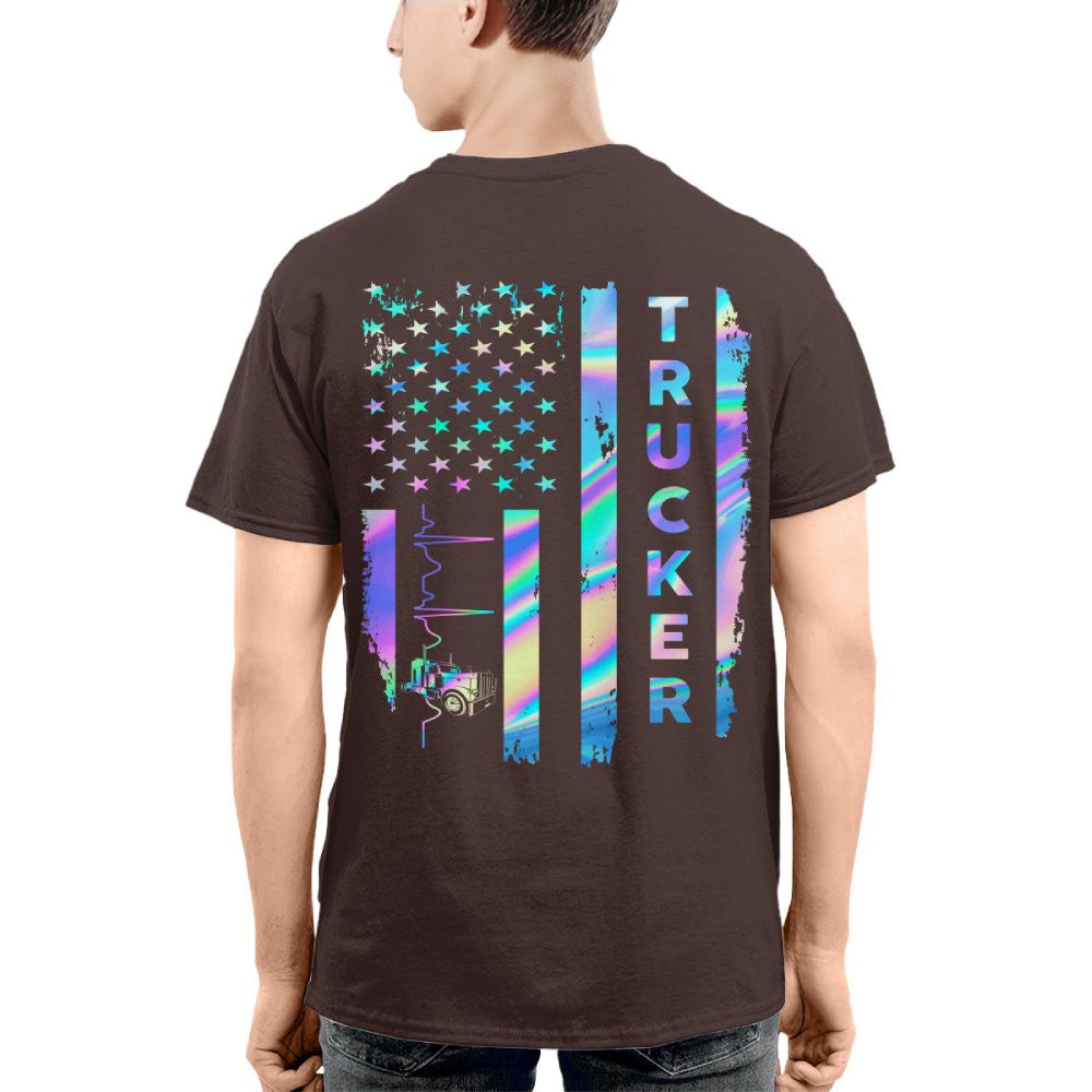 American Flag Holographic - Trucker Pride T-Shirt Hoodie & More - grunx260804-0151