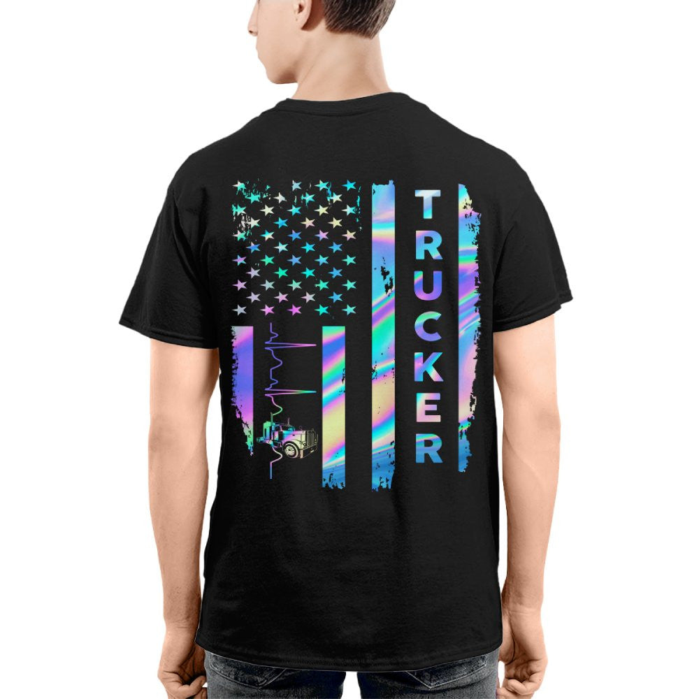 American Flag Holographic - Trucker Pride T-Shirt Hoodie & More - grunx260804-0151