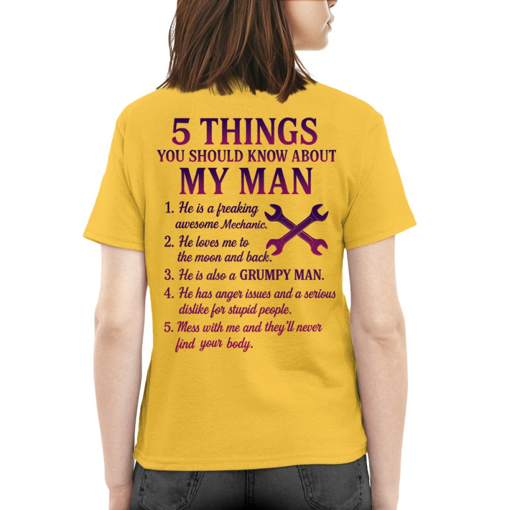 5 Things You Should Know - Mechanic Wife Funny T-Shirt, Hoodie & More - grunx260804-0046
