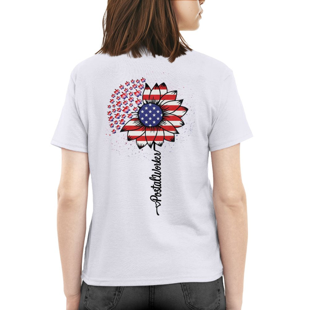 American Flag Flower Postal Worker Apparel - Patriotic T-Shirt, Hoodie & More - grunx260804-0149