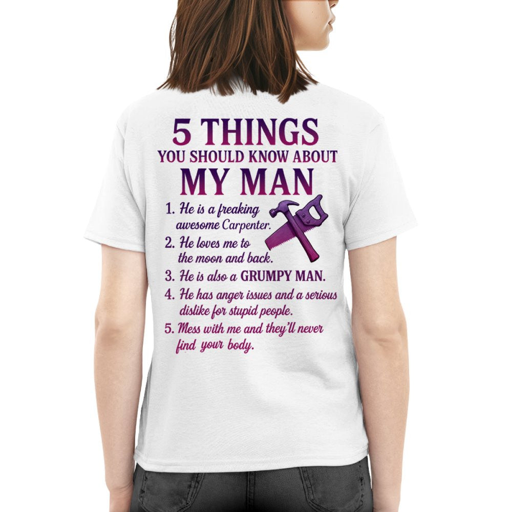 5 Things About My Carpenter Man Apparel - Funny Relationship T-Shirt, Hoodie & More - grunx260804-0001