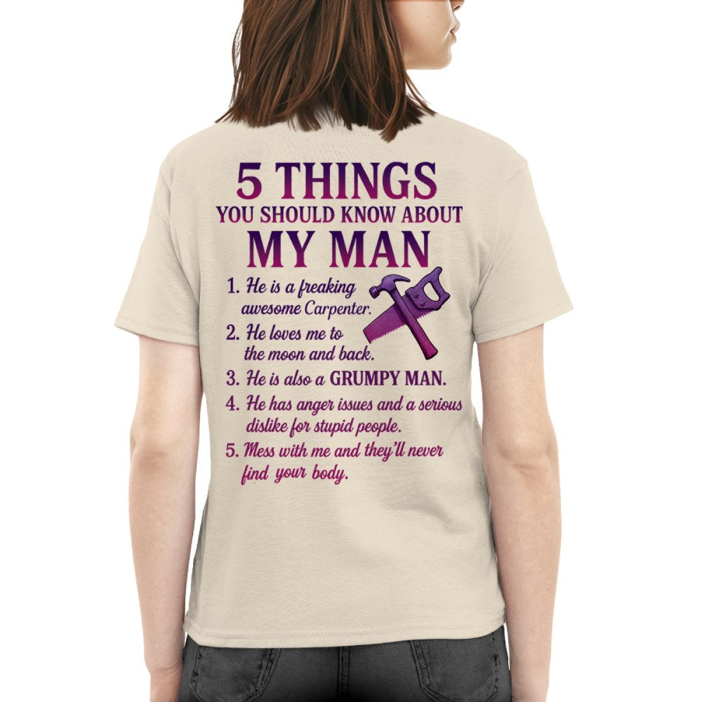 5 Things About My Carpenter Man Apparel - Funny Relationship T-Shirt, Hoodie & More - grunx260804-0001
