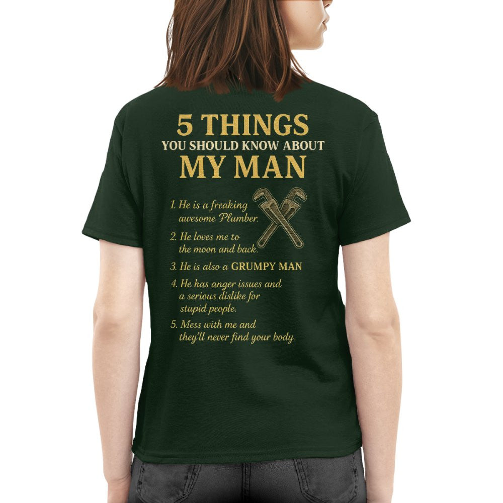 5 Things You Should Know About My Plumber - Funny Quote T-Shirt, Hoodie & More - grunx260804-0034