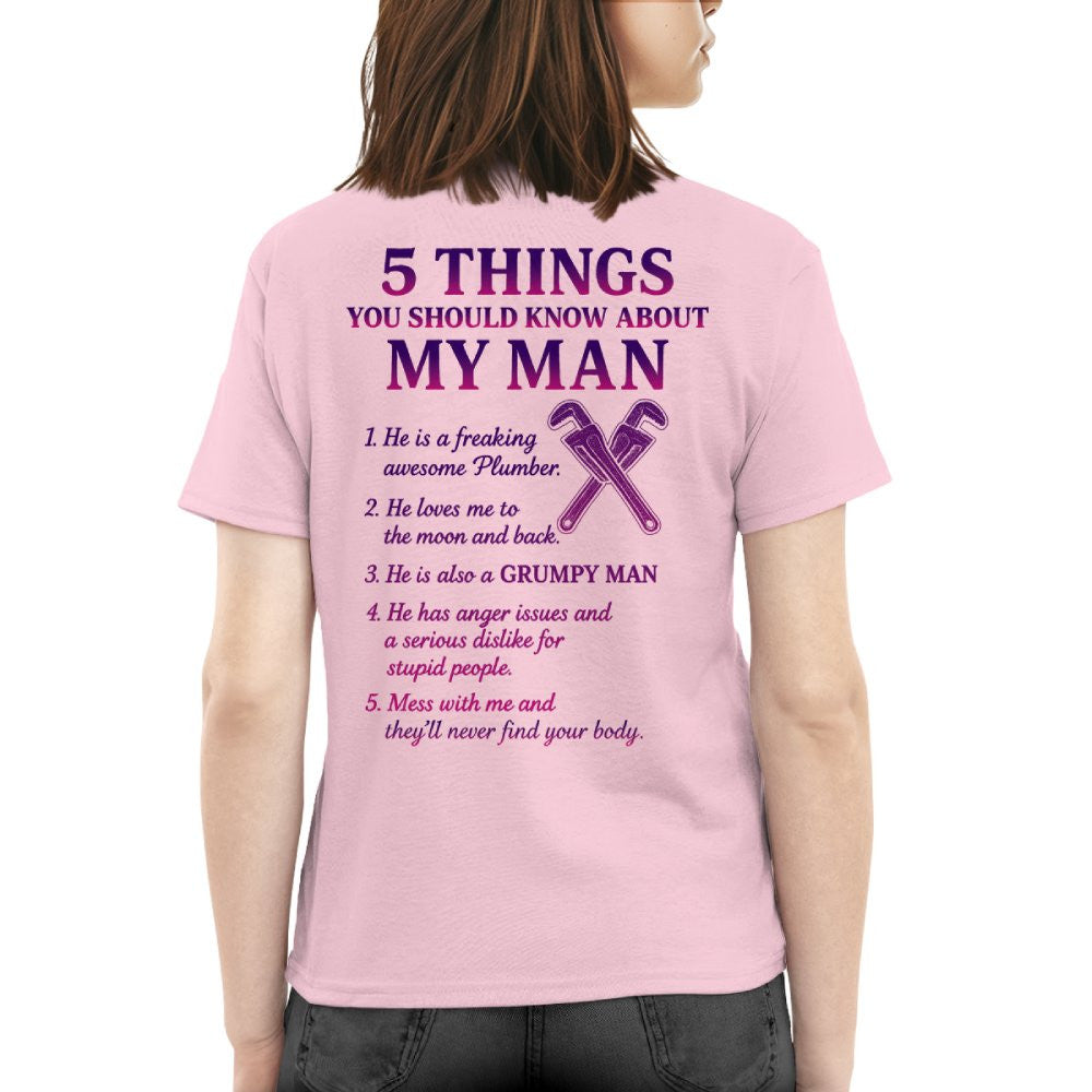 5 Things About My Plumber Man Apparel - Funny Relationship T-Shirt, Hoodie & More - grunx260804-0013