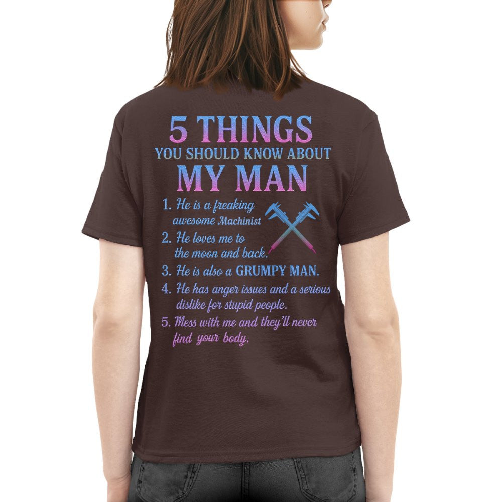5 Things About My Machinist Man - Funny Love Quote T-Shirt, Hoodie & More - grunx260804-0002