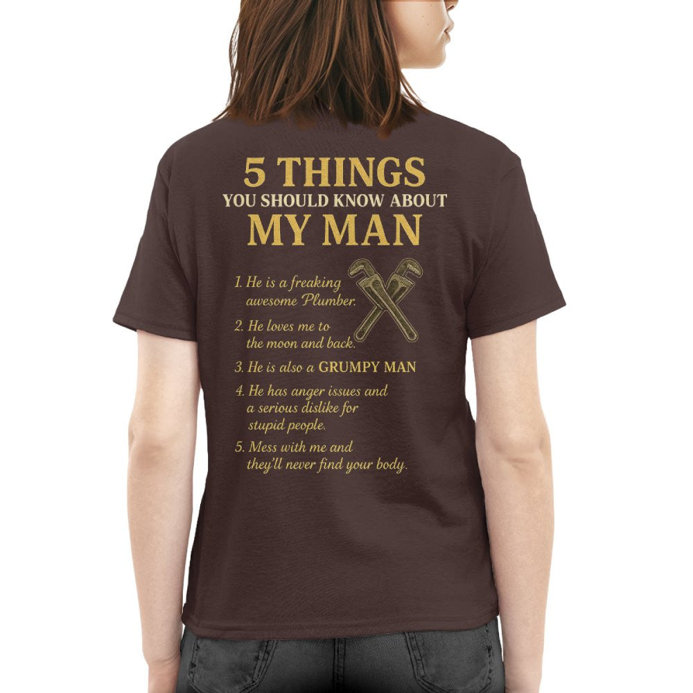 5 Things You Should Know About My Plumber - Funny Quote T-Shirt, Hoodie & More - grunx260804-0034
