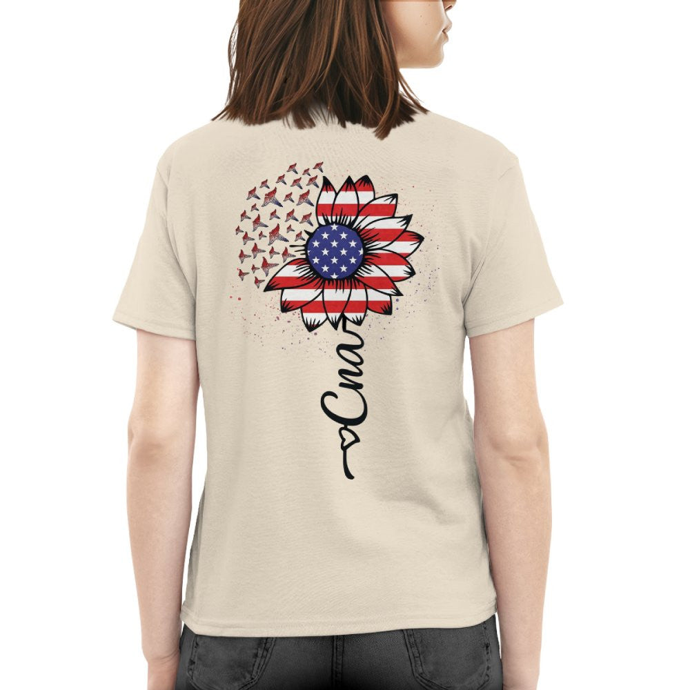American Flag Flower CNA Apparel - Patriotic Heartbeat T-Shirt, Hoodie & More - grunx260804-0147