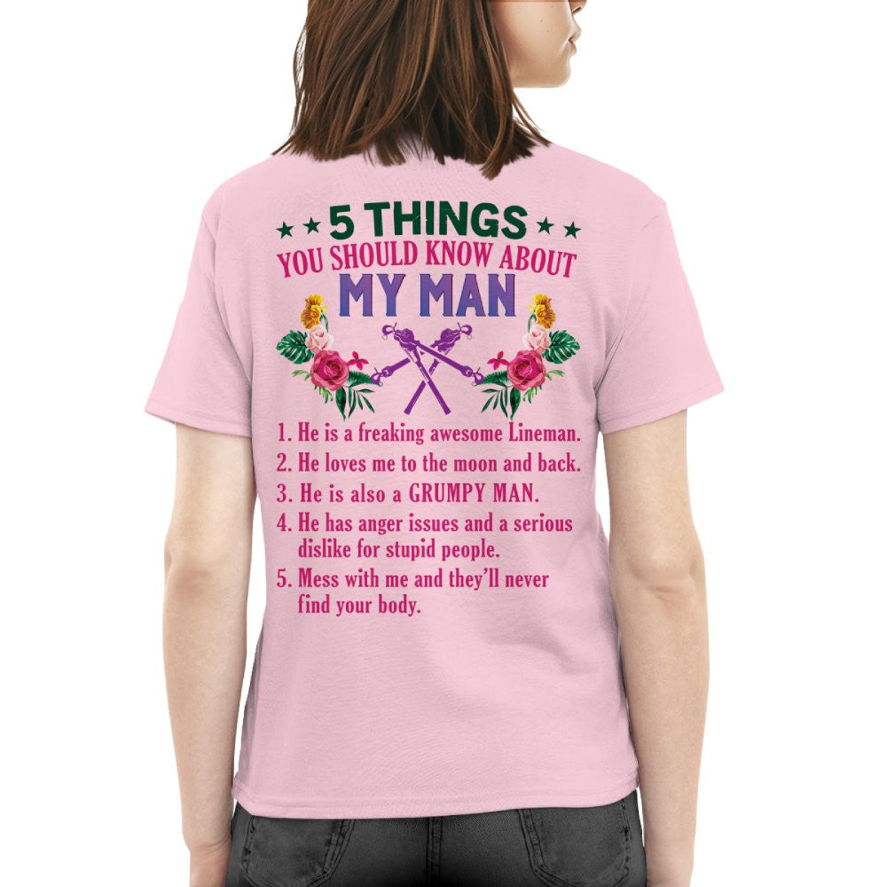 5 Things You Should Know - Lineman Husband Humor T-Shirt, Hoodie & More - grunx260804-0043