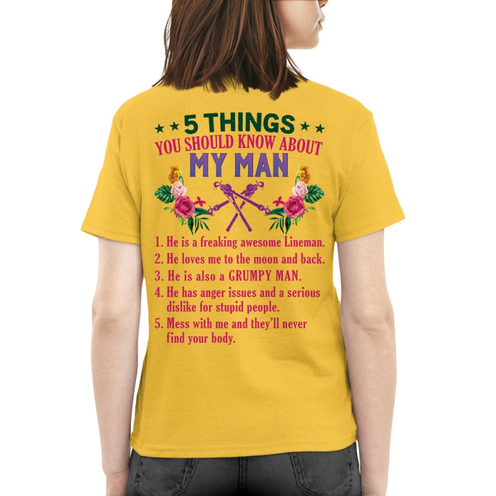 5 Things You Should Know - Lineman Husband Humor T-Shirt, Hoodie & More - grunx260804-0043