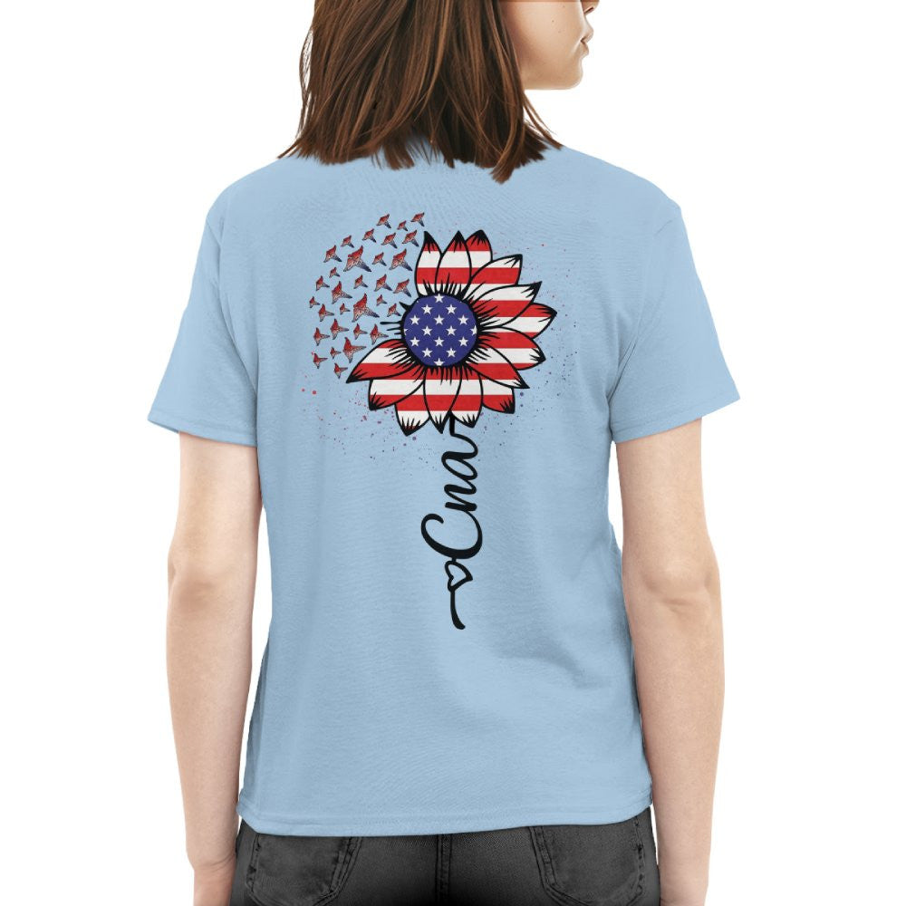 American Flag Flower CNA Apparel - Patriotic Heartbeat T-Shirt, Hoodie & More - grunx260804-0147