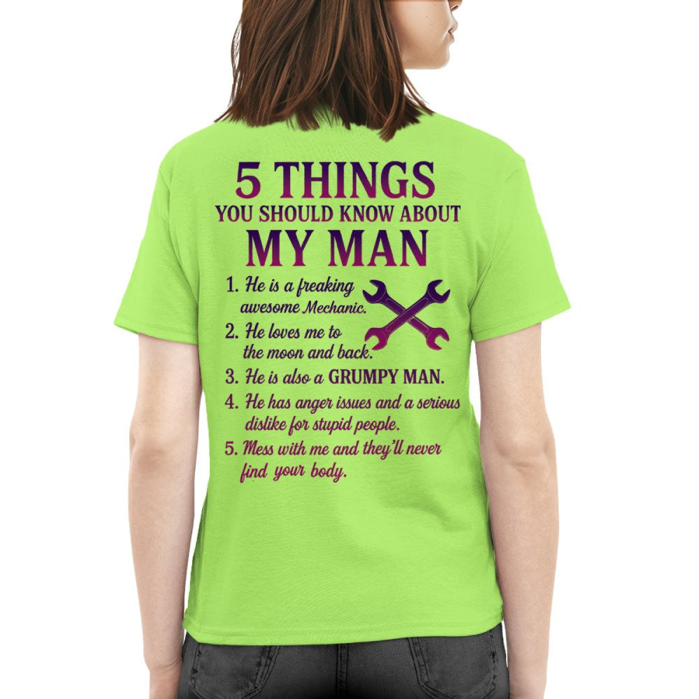 5 Things You Should Know - Mechanic Wife Funny T-Shirt, Hoodie & More - grunx260804-0046